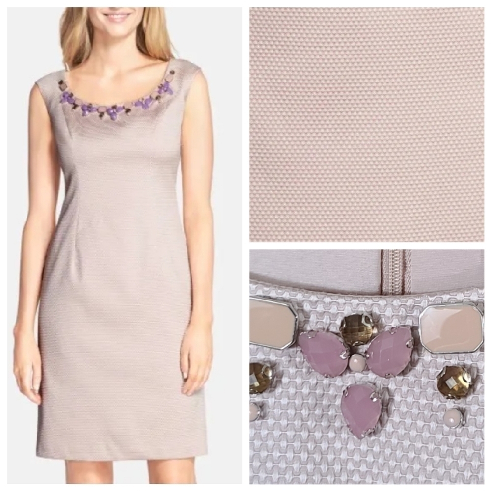 NEW Adrianna Papell 6 Beaded Textured Sheath Dress